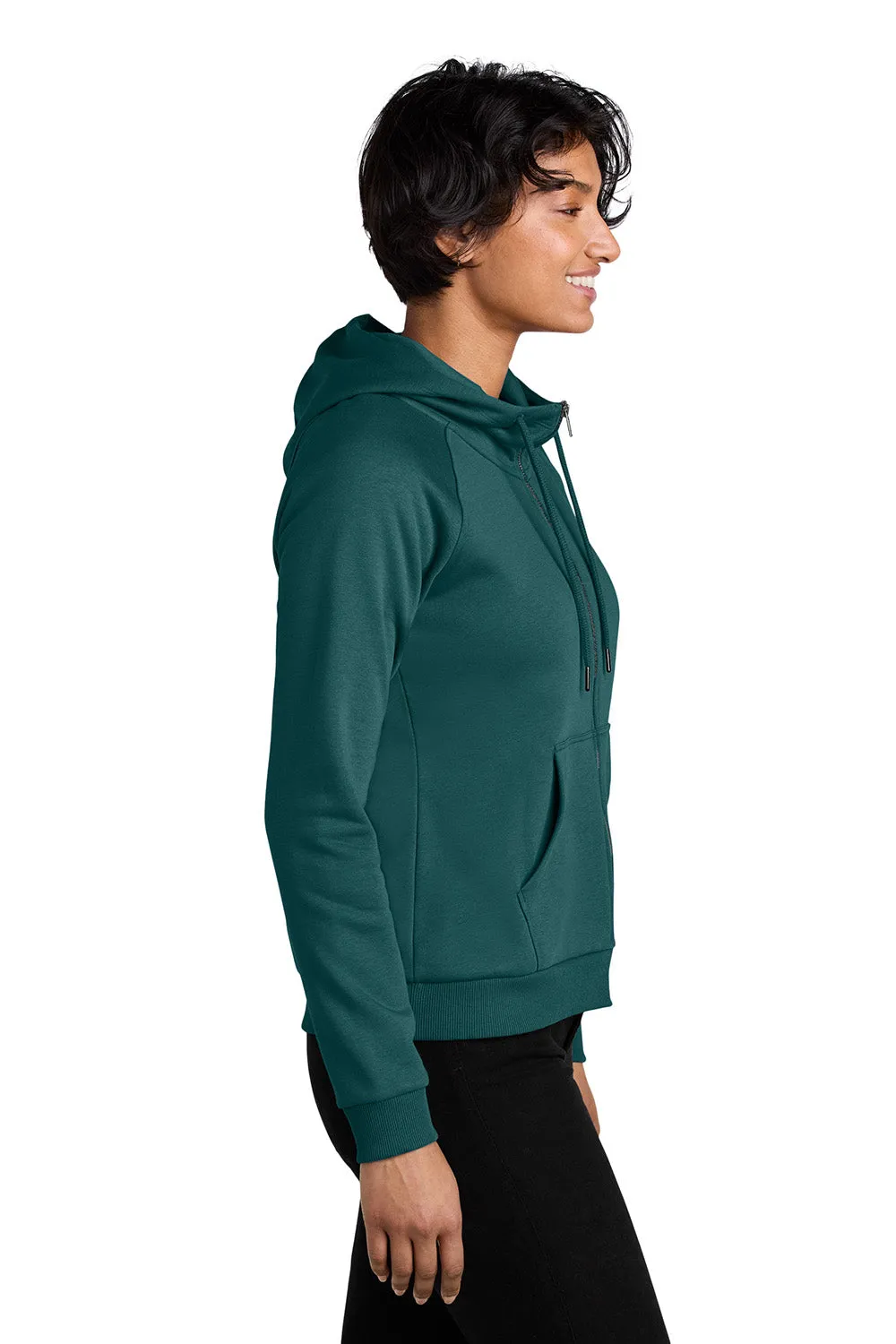 Allmade Damen CVC-Fleece Kapuzenpullover mit Reißverschluss und Taschen - Tiefseegrün
