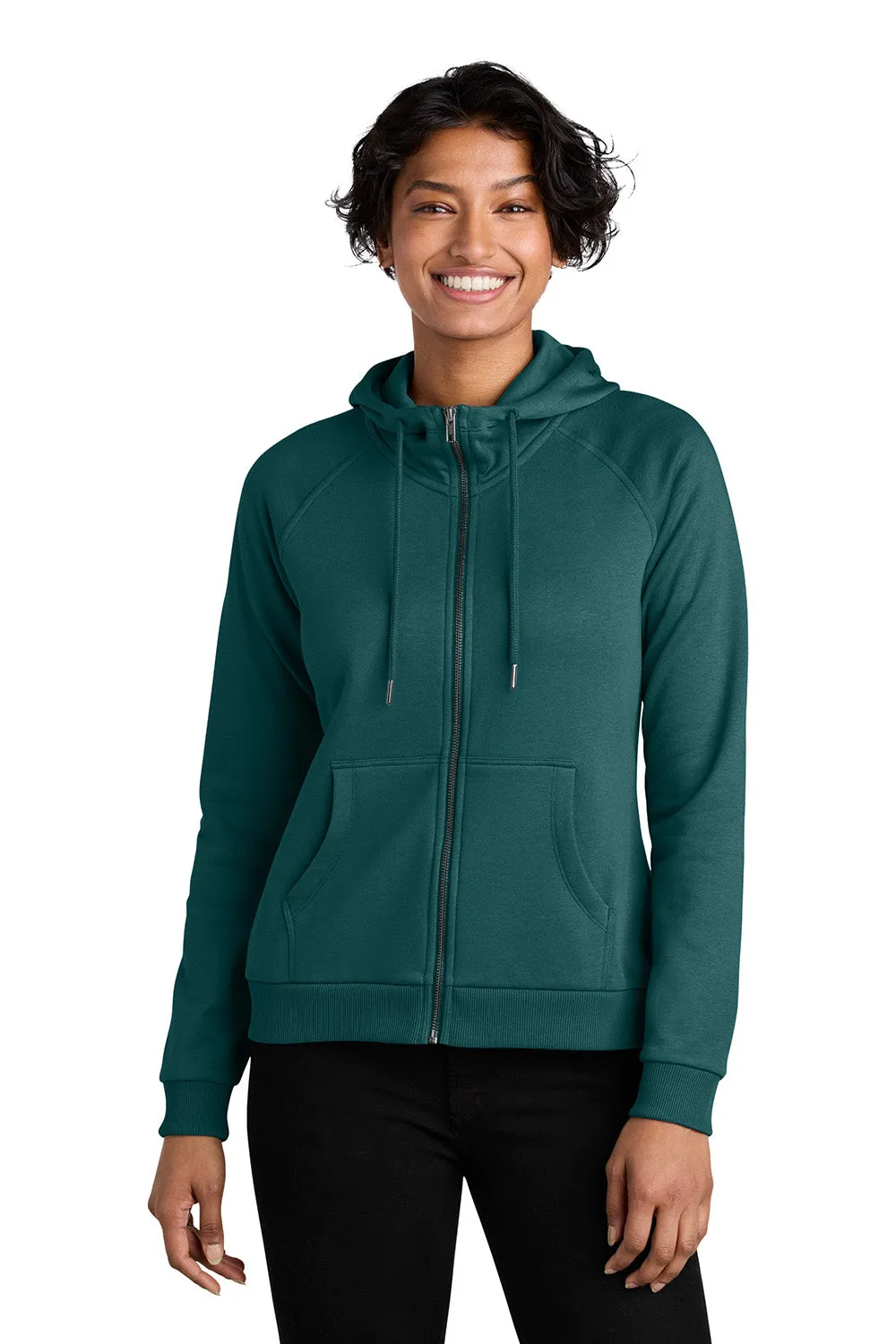 Allmade Damen CVC-Fleece Kapuzenpullover mit Reißverschluss und Taschen - Tiefseegrün
