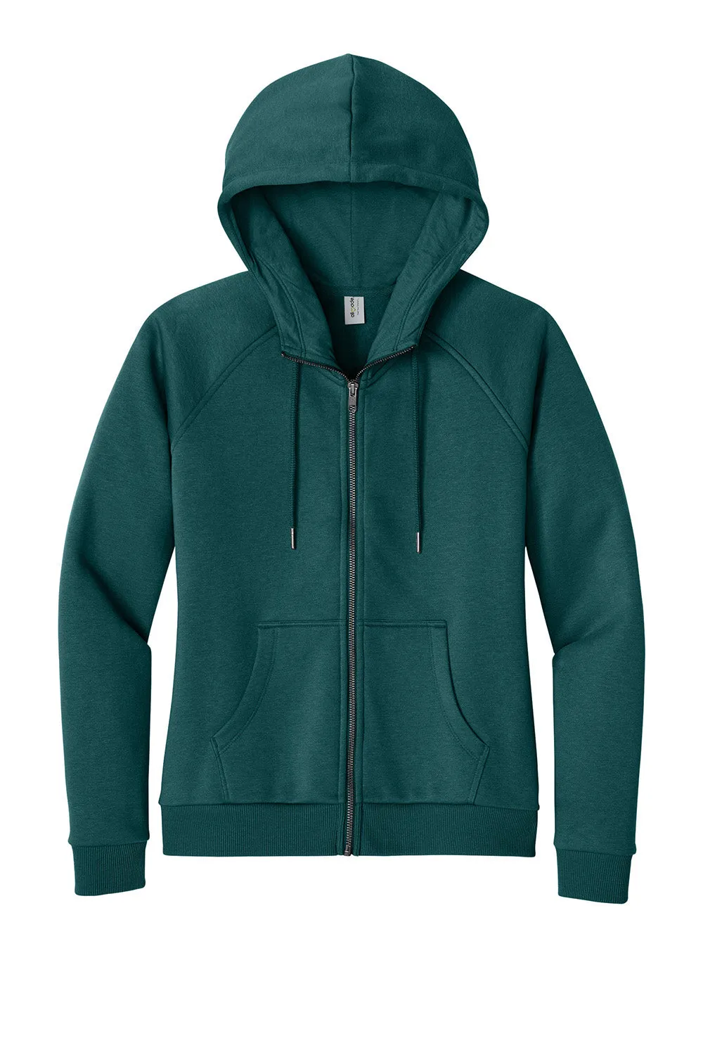 Allmade Damen CVC-Fleece Kapuzenpullover mit Reißverschluss und Taschen - Tiefseegrün