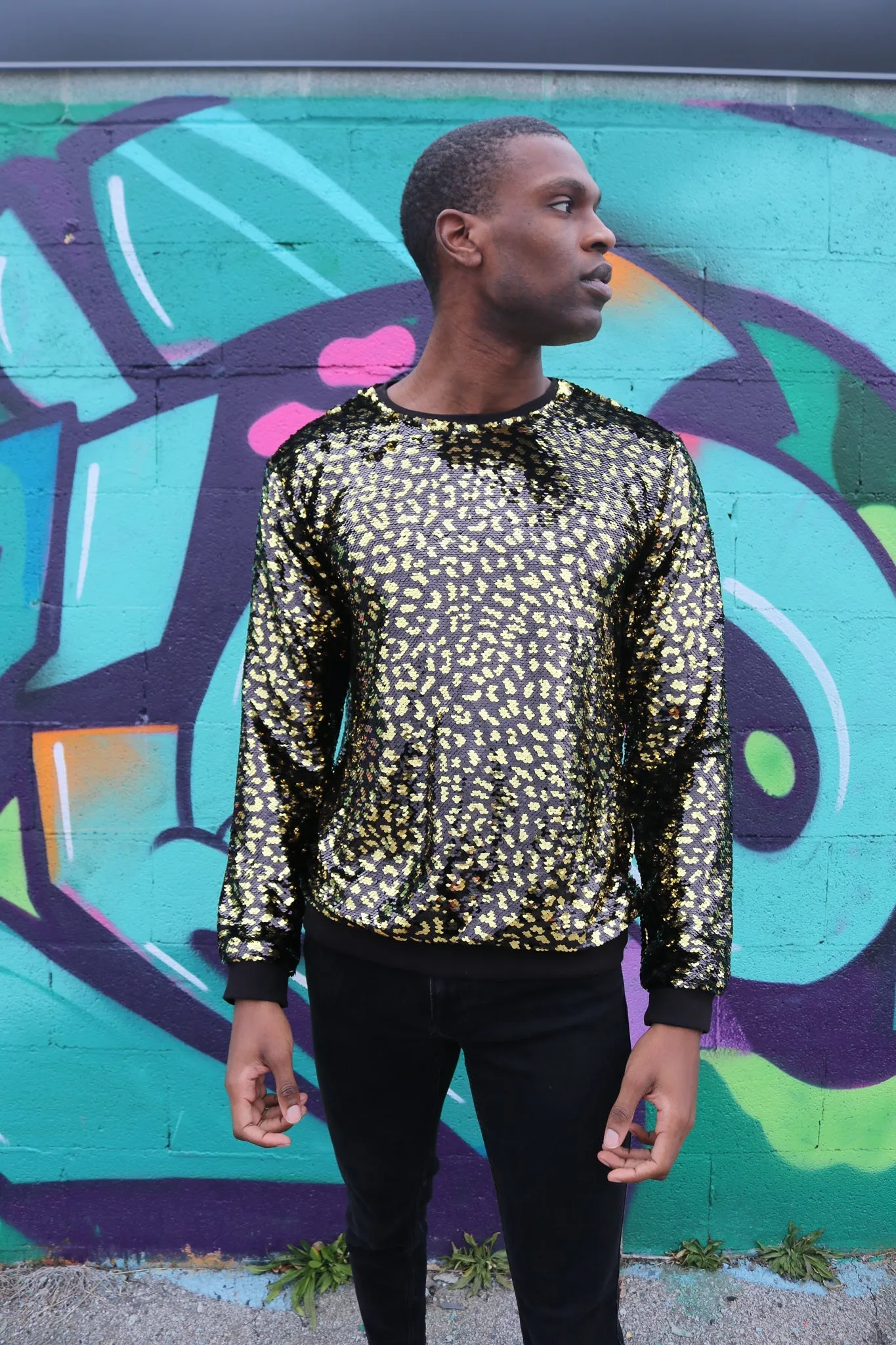 Any Old Iron Herren-Sweatshirt mit Goldleopardenmuster