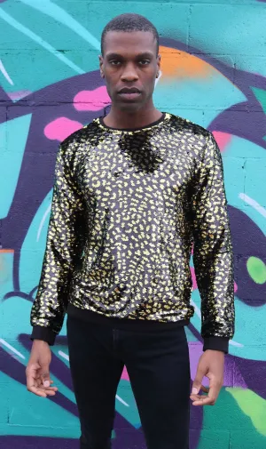 Any Old Iron Herren-Sweatshirt mit Goldleopardenmuster