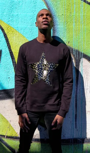 Any Old Iron Herren Leopard Großer Stern Sweatshirt