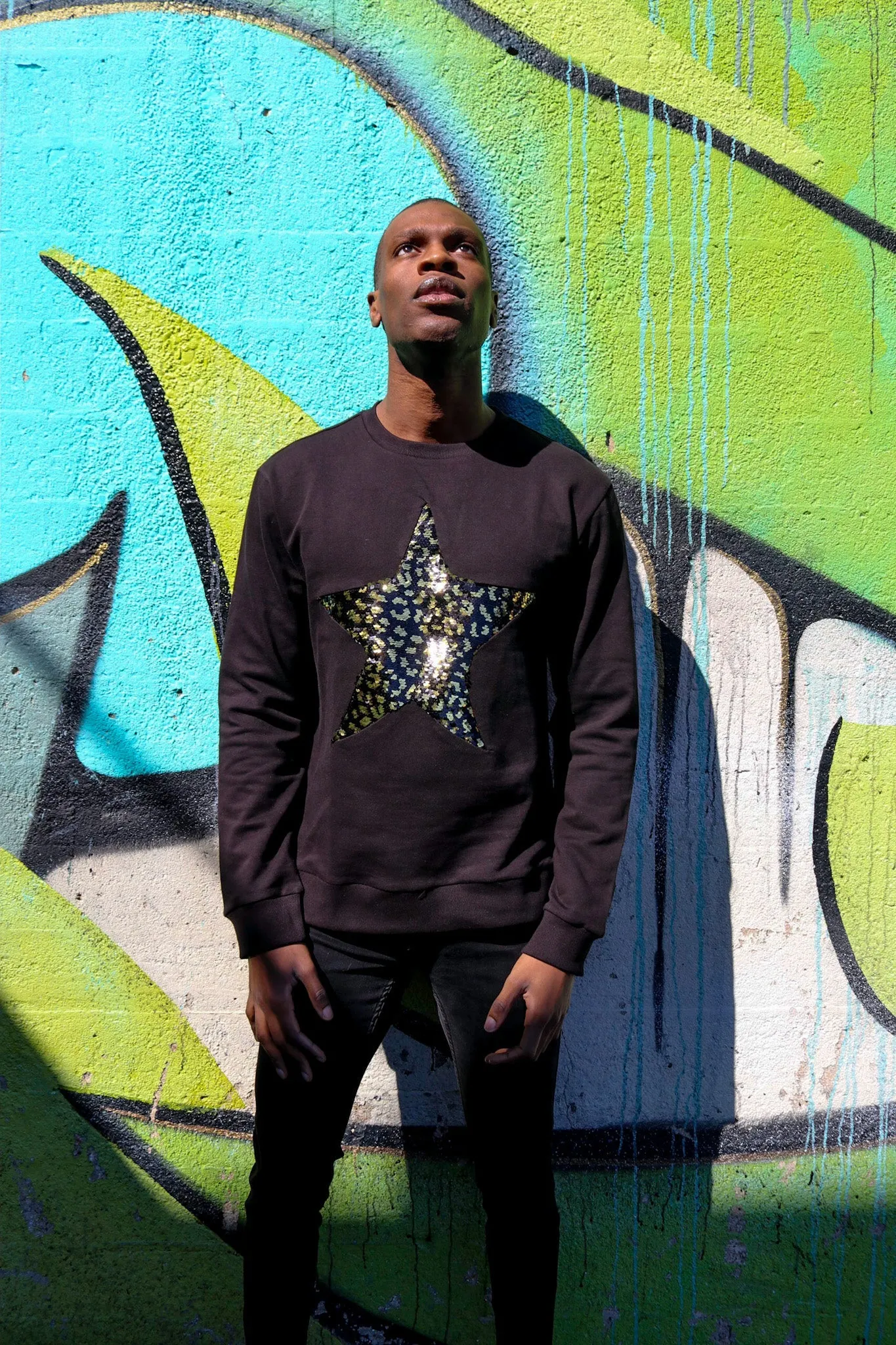 Any Old Iron Herren Leopard Großer Stern Sweatshirt