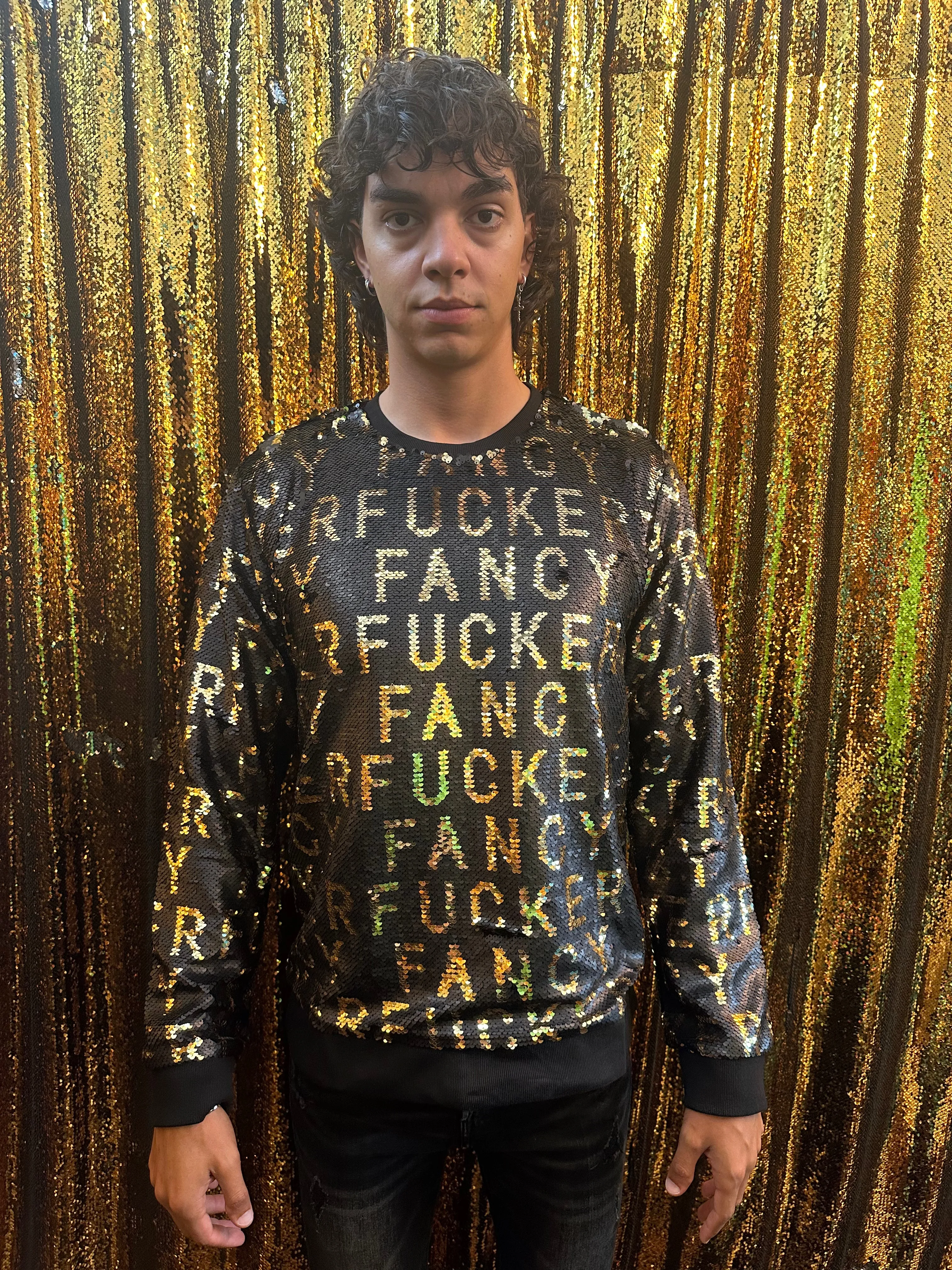 Any Old Iron Herren Glitzer Fancy Fucker Sweatshirt