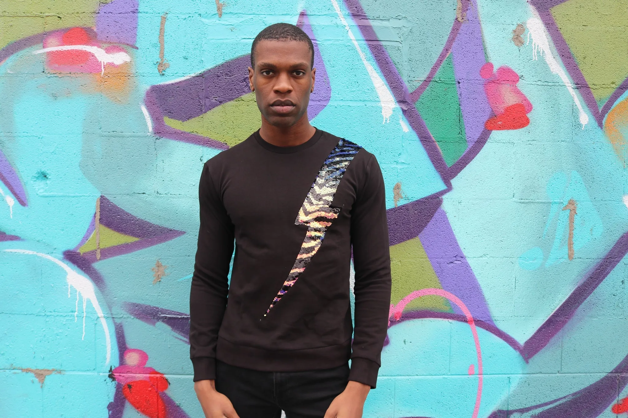 Any Old Iron Herren Sweatshirt mit Zebrastreifen-Blitzmuster