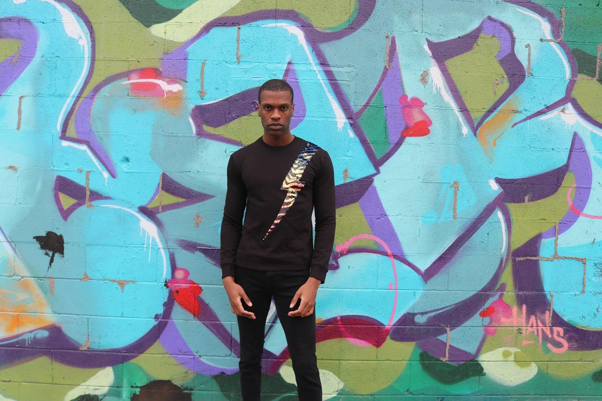 Any Old Iron Herren Sweatshirt mit Zebrastreifen-Blitzmuster