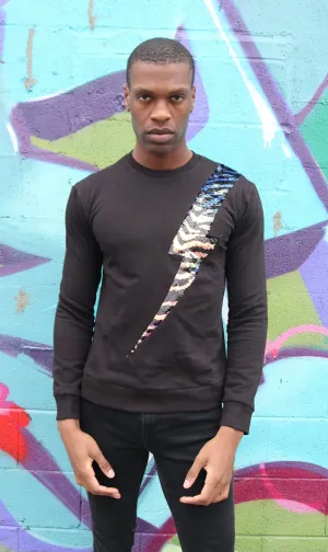 Any Old Iron Herren Sweatshirt mit Zebrastreifen-Blitzmuster