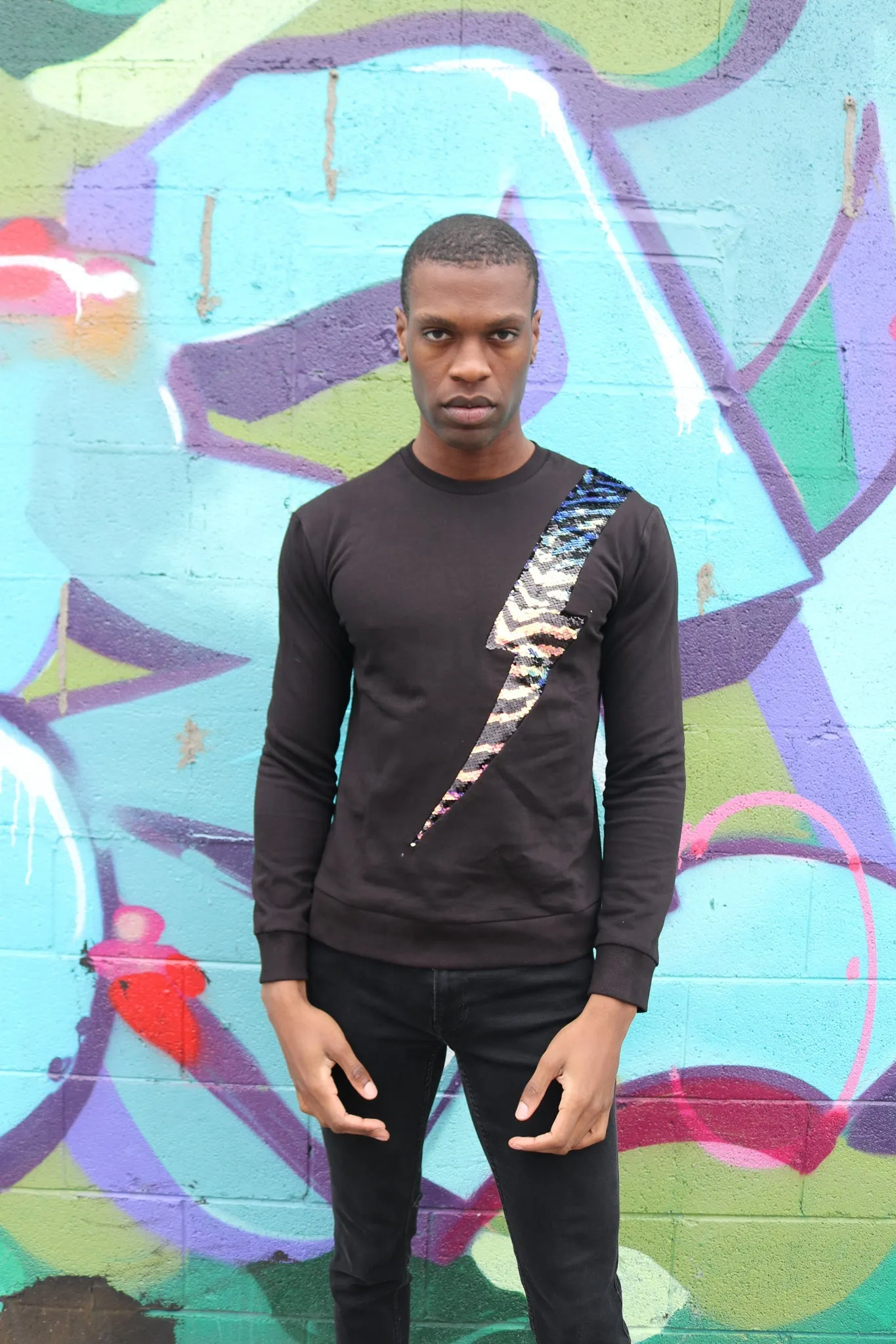 Any Old Iron Herren Sweatshirt mit Zebrastreifen-Blitzmuster