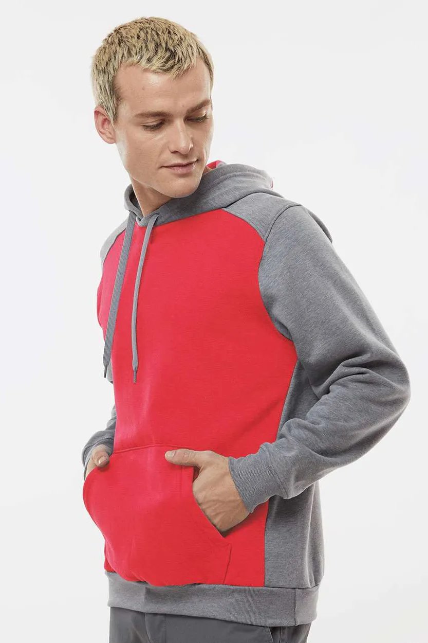 Augusta Sportswear Herren Eco Revive 3-Jahreszeiten Fleece Kapuzenpullover Hoodie mit Beuteltasche - Scharlachrot/Meliertes Grau