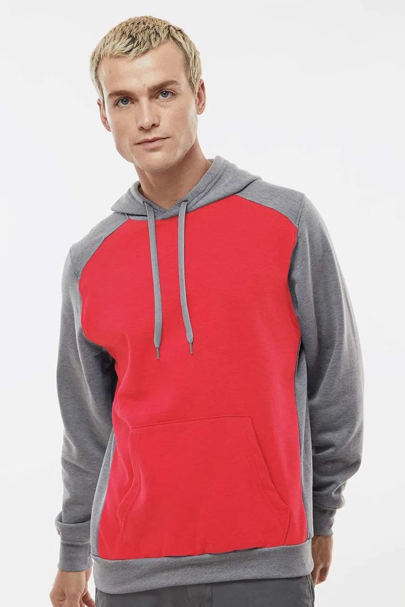 Augusta Sportswear Herren Eco Revive 3-Jahreszeiten Fleece Kapuzenpullover Hoodie mit Beuteltasche - Scharlachrot/Meliertes Grau