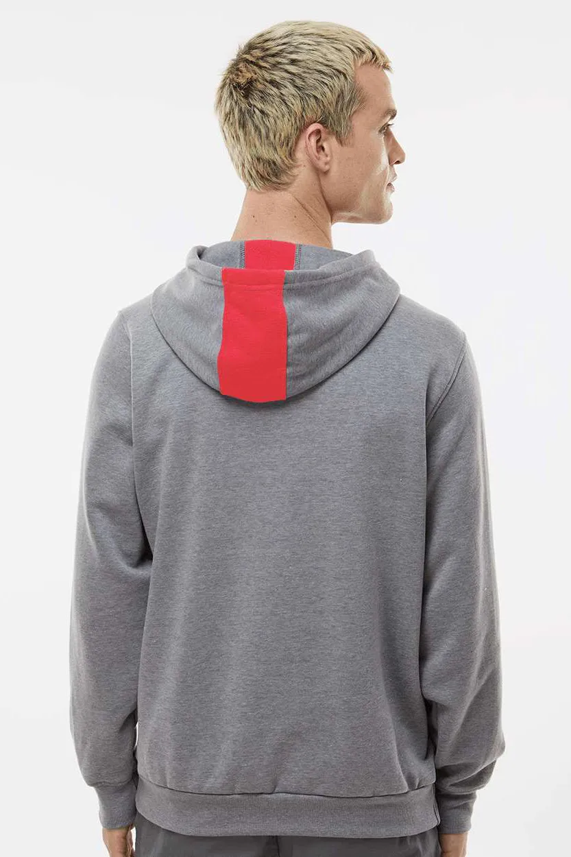 Augusta Sportswear Herren Eco Revive 3-Jahreszeiten Fleece Kapuzenpullover Hoodie mit Beuteltasche - Scharlachrot/Meliertes Grau