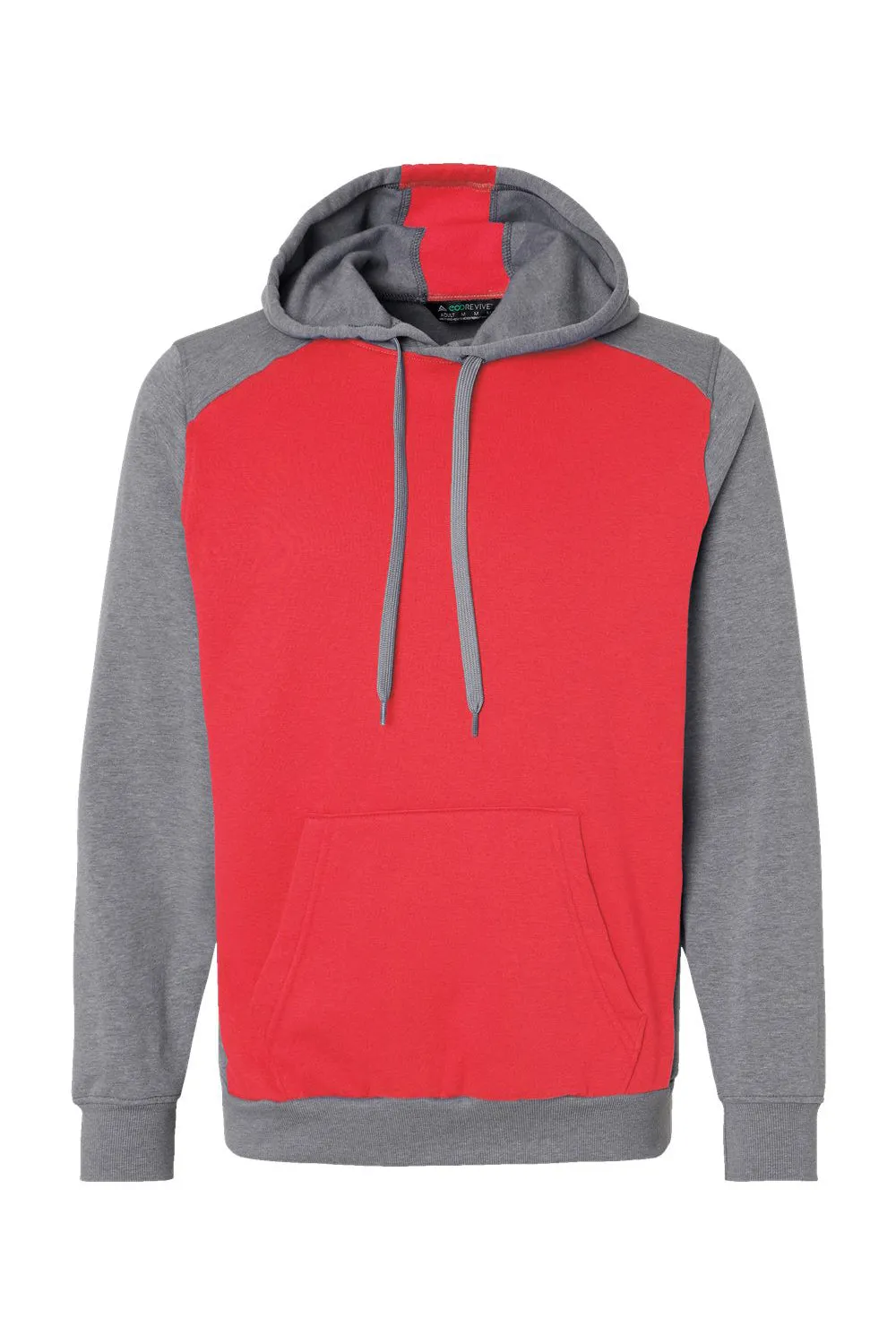Augusta Sportswear Herren Eco Revive 3-Jahreszeiten Fleece Kapuzenpullover Hoodie mit Beuteltasche - Scharlachrot/Meliertes Grau