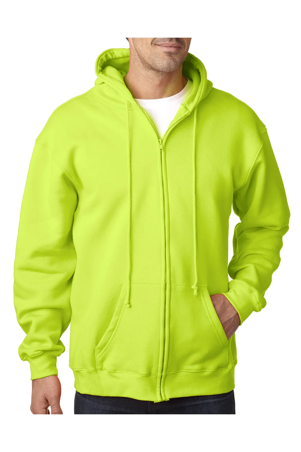 Bayside Herren USA Gemachte Kapuzenpullover mit Reißverschluss und Taschen - Limettengrün