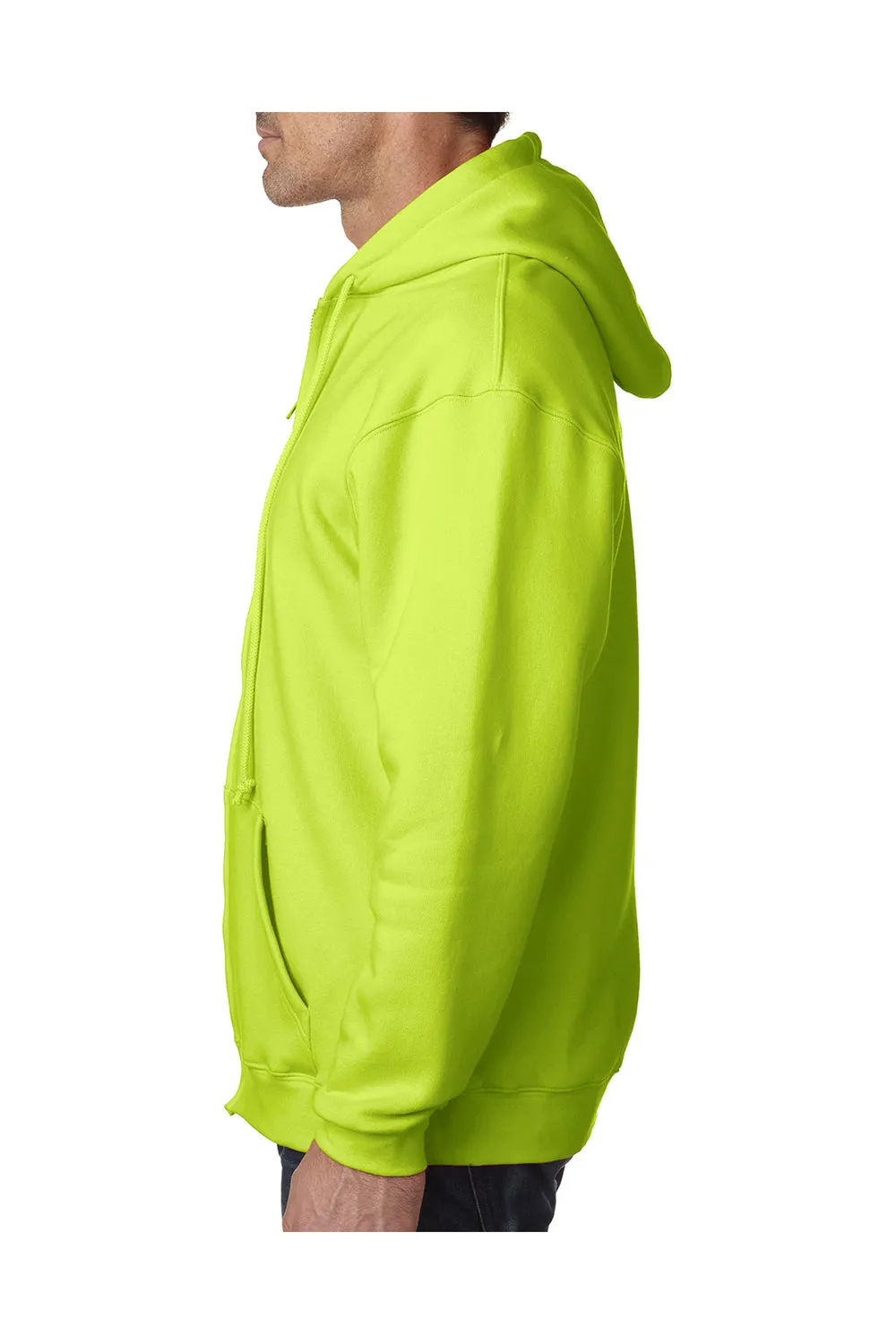 Bayside Herren USA Gemachte Kapuzenpullover mit Reißverschluss und Taschen - Limettengrün