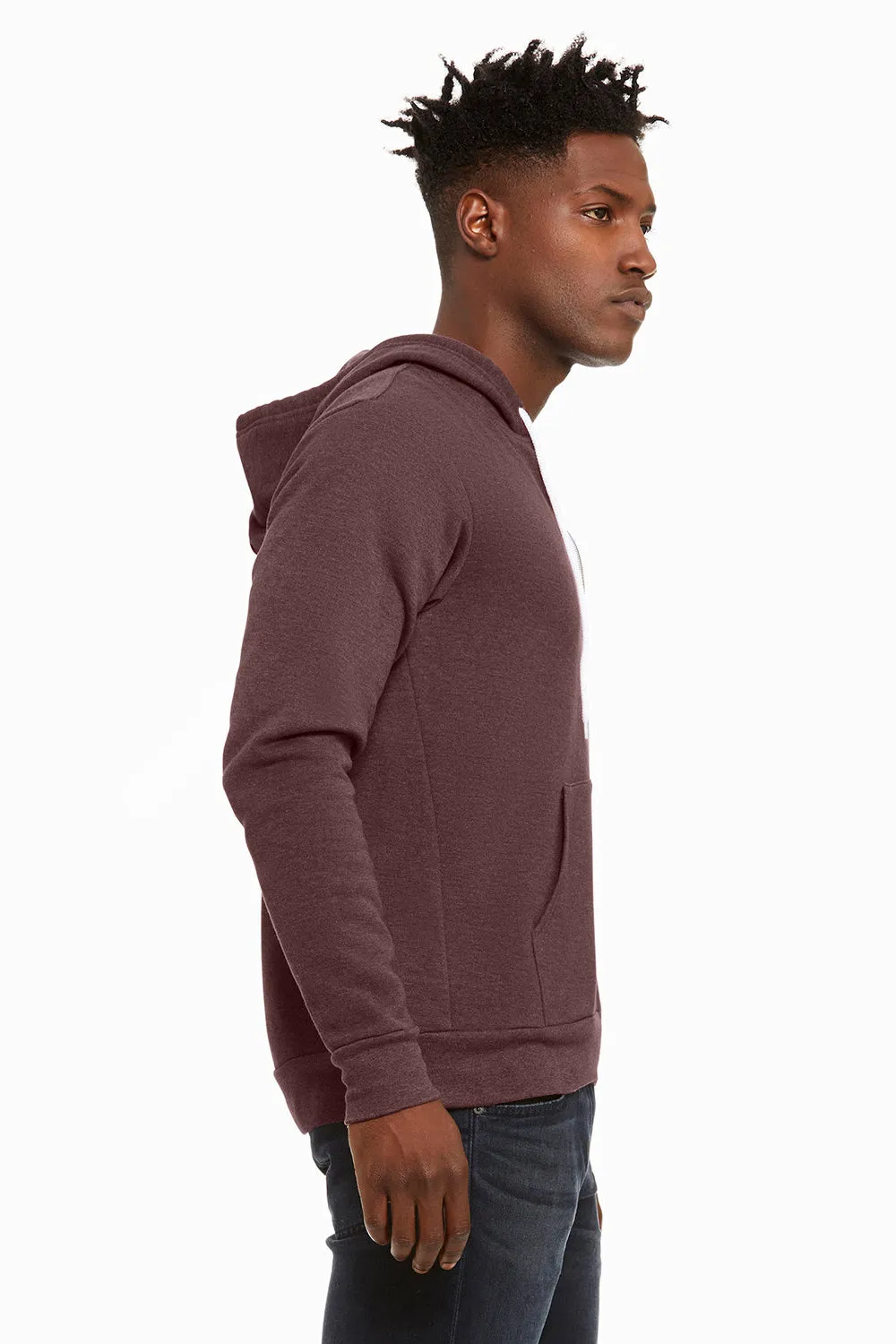 Bella   Canvas Herren Fleece Full-Zip Kapuzenpullover mit Taschen - Heather Maroon