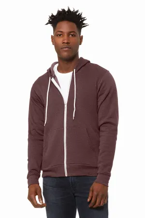 Bella   Canvas Herren Fleece Full-Zip Kapuzenpullover mit Taschen - Heather Maroon
