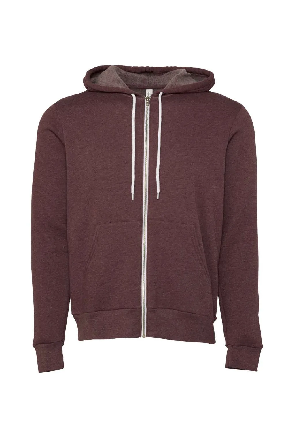 Bella   Canvas Herren Fleece Full-Zip Kapuzenpullover mit Taschen - Heather Maroon