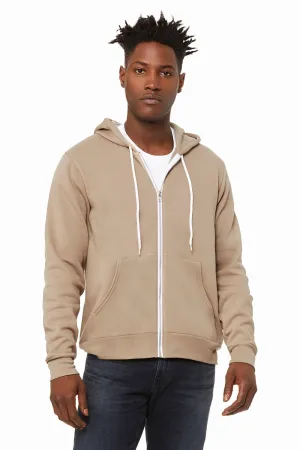 Bella   Canvas Herren Fleece Full-Zip Kapuzenpullover mit Taschen - Beige