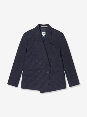 BOSS Boys Gestreifte Anzugsjacke in Marineblau