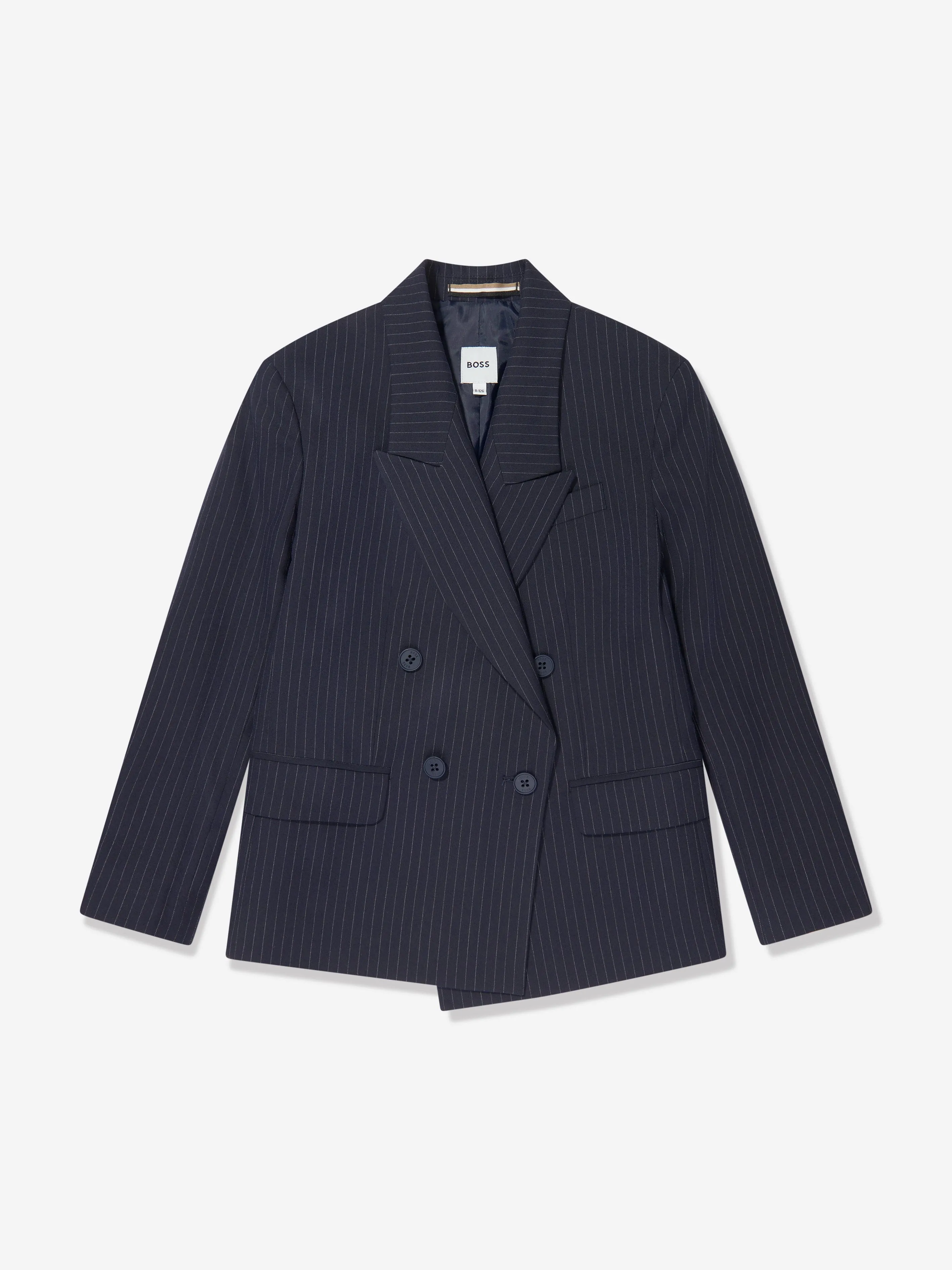 BOSS Boys Gestreifte Anzugsjacke in Marineblau