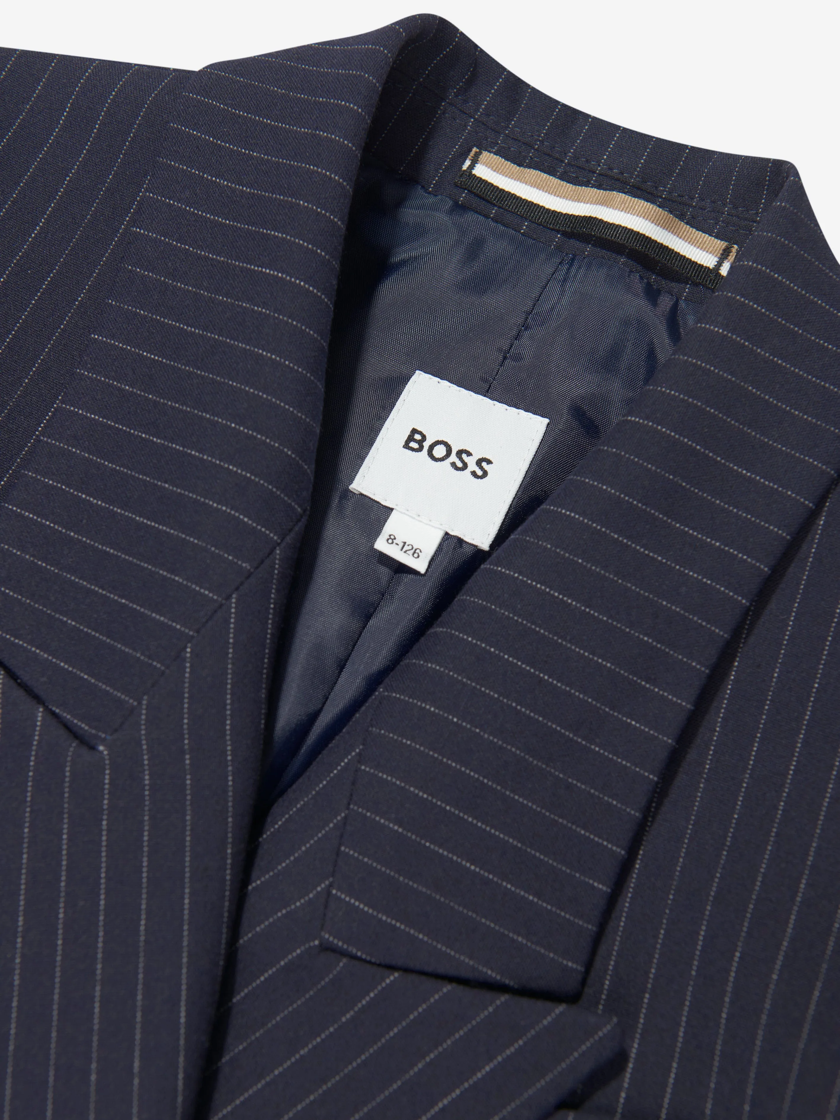 BOSS Boys Gestreifte Anzugsjacke in Marineblau