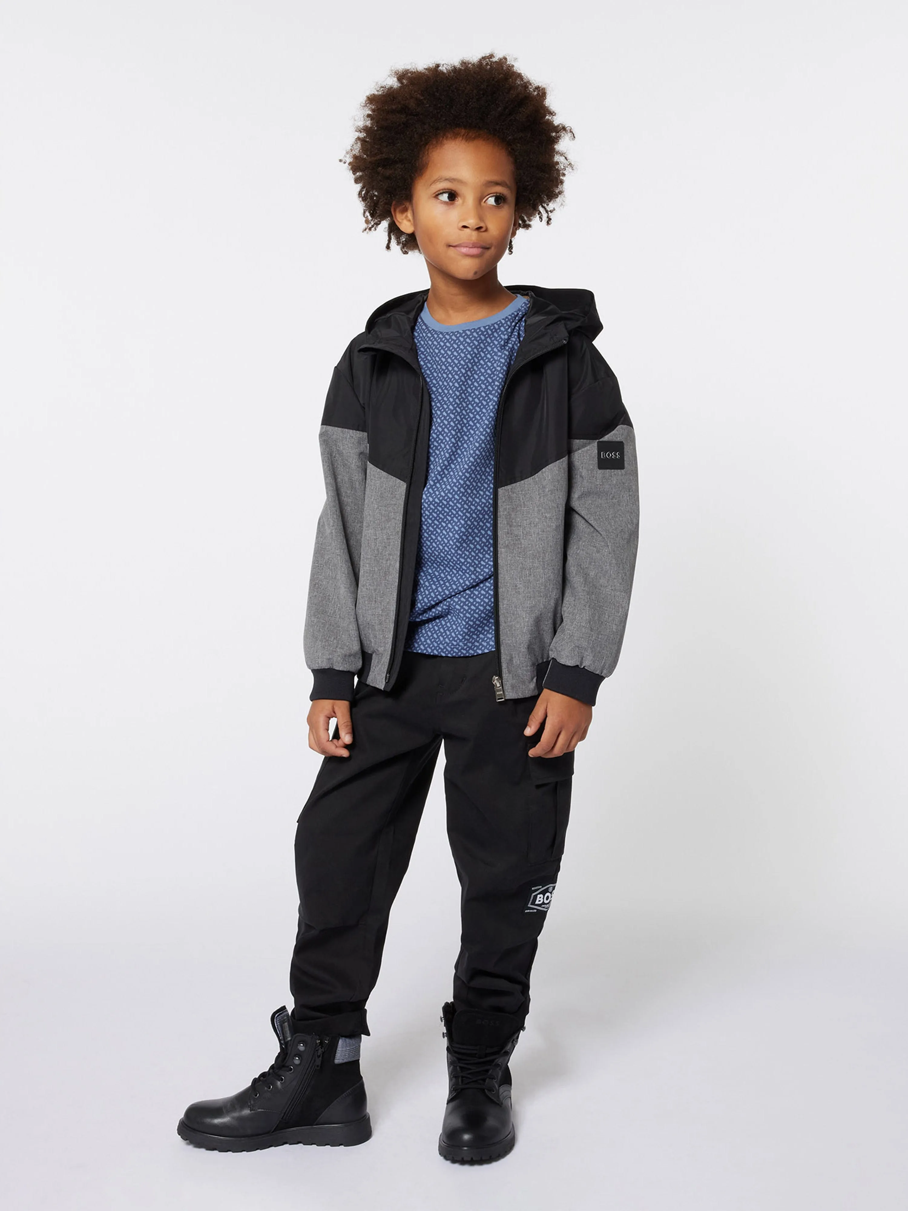 BOSS Boys Zweifarbige Windjacke Schwarz
