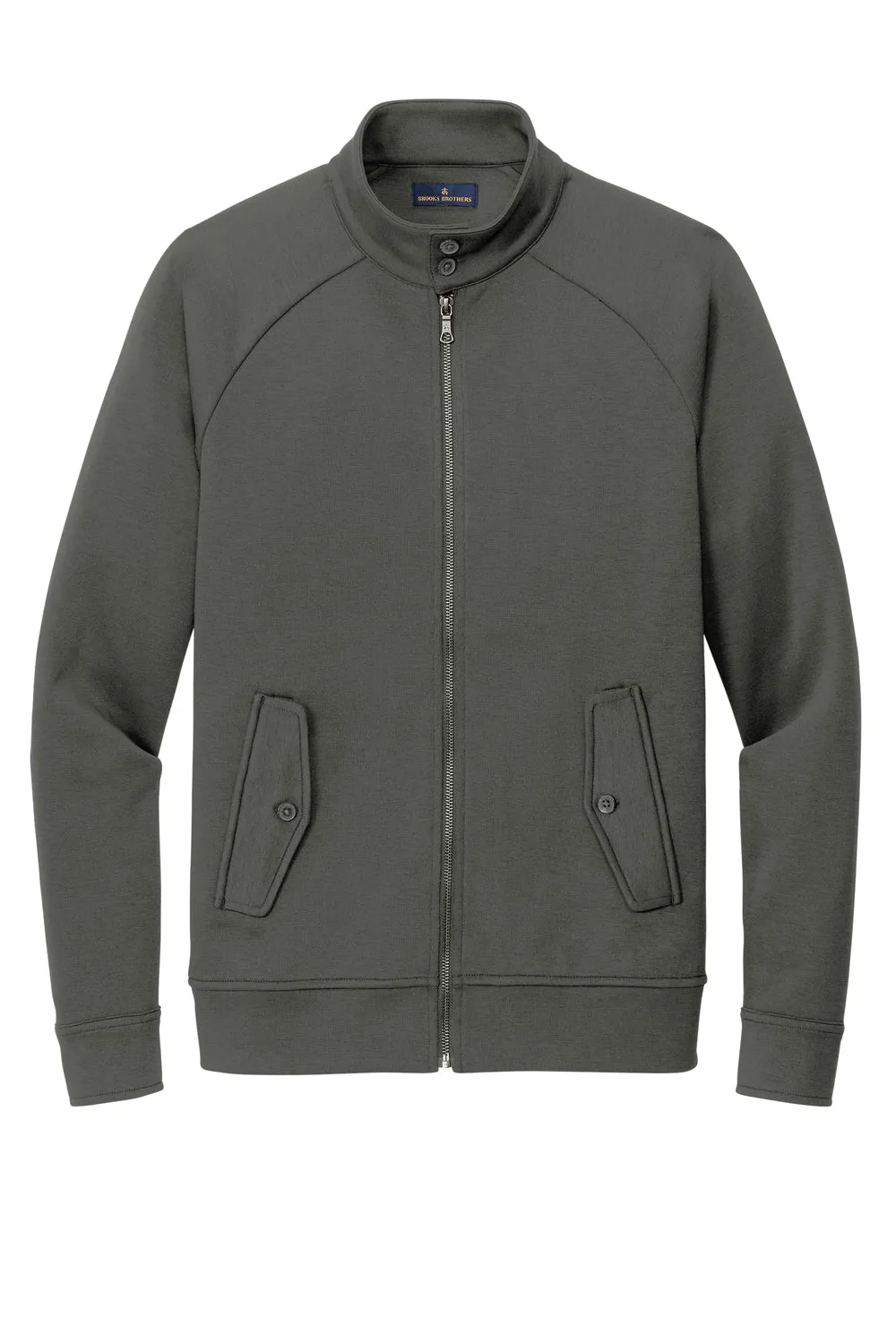 Brooks Brothers Herren Doppelgestricktes Sweatshirt mit Reißverschluss und Taschen - Windsor Grau