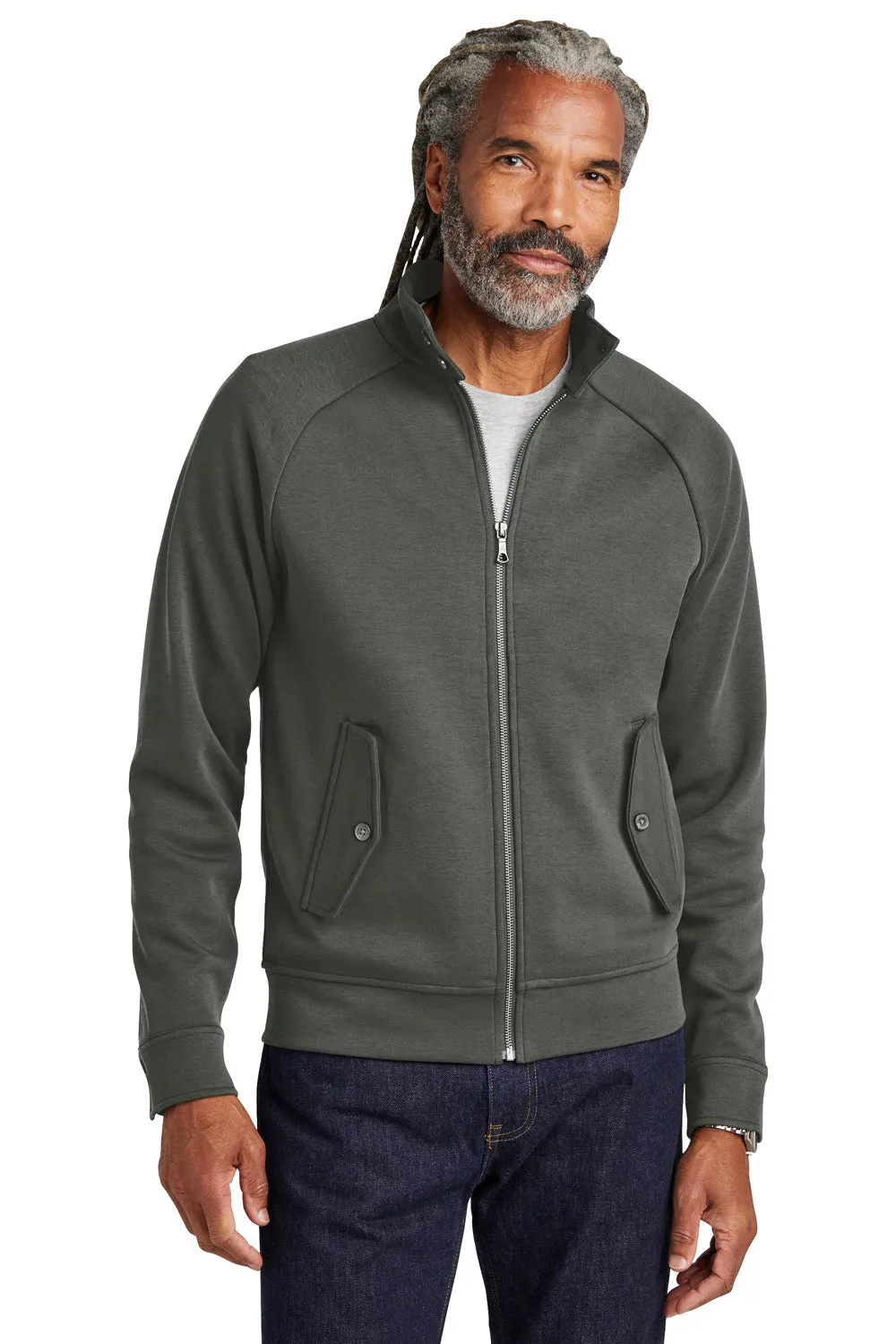 Brooks Brothers Herren Doppelgestricktes Sweatshirt mit Reißverschluss und Taschen - Windsor Grau