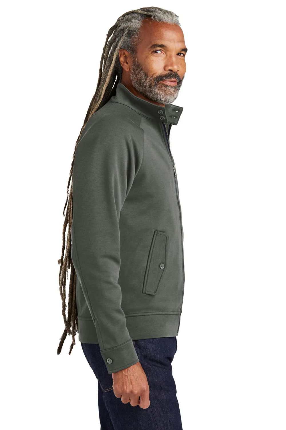 Brooks Brothers Herren Doppelgestricktes Sweatshirt mit Reißverschluss und Taschen - Windsor Grau