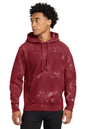 Champion Herren Reverse Weave Scrunch Dye Kapuzenpullover mit Kangaroo-Tasche - Gedämpftes Beerenrot