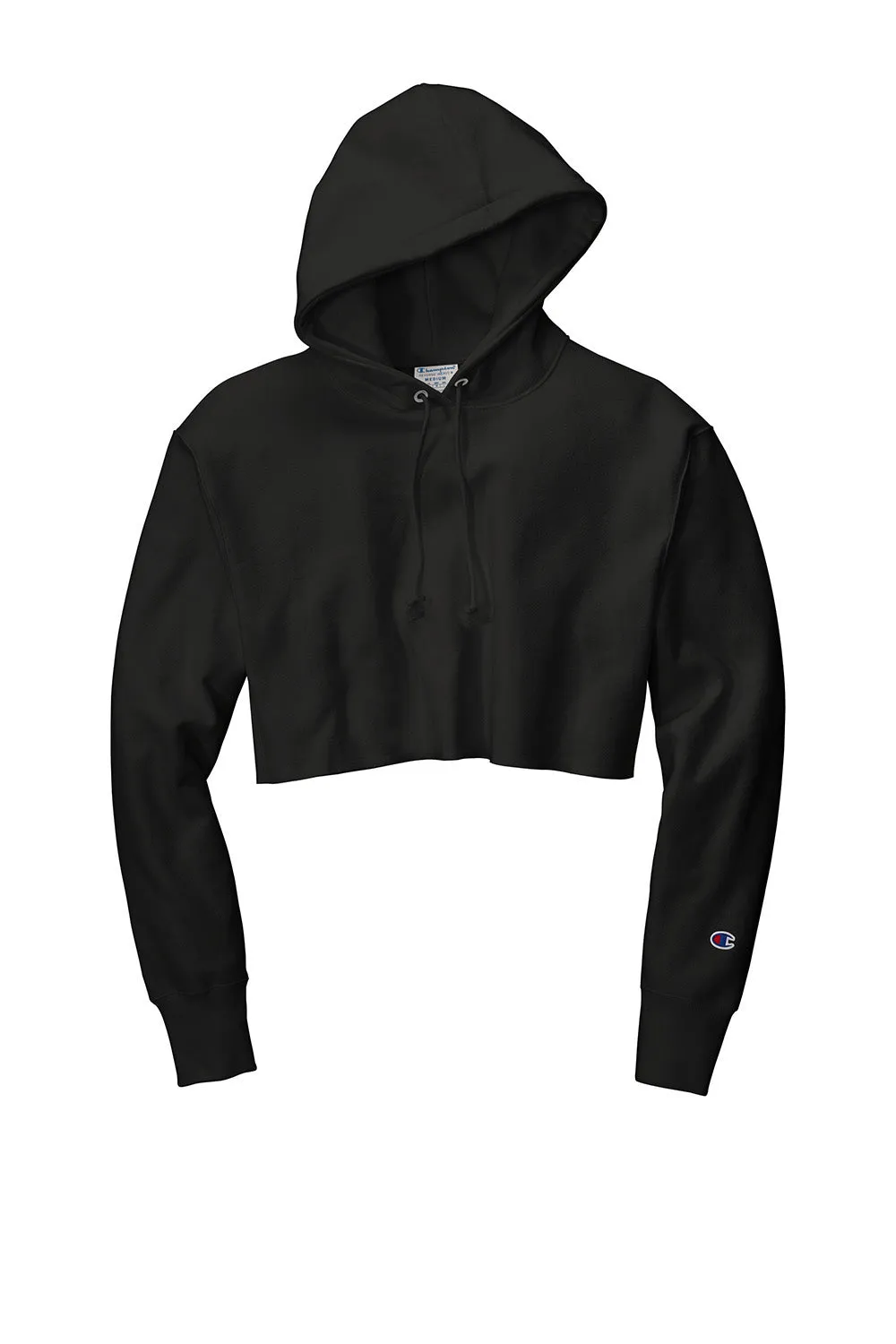 Champion Damen Reverse Weave Cropped Cut Off Kapuzenpullover Hoodie - Schwarz