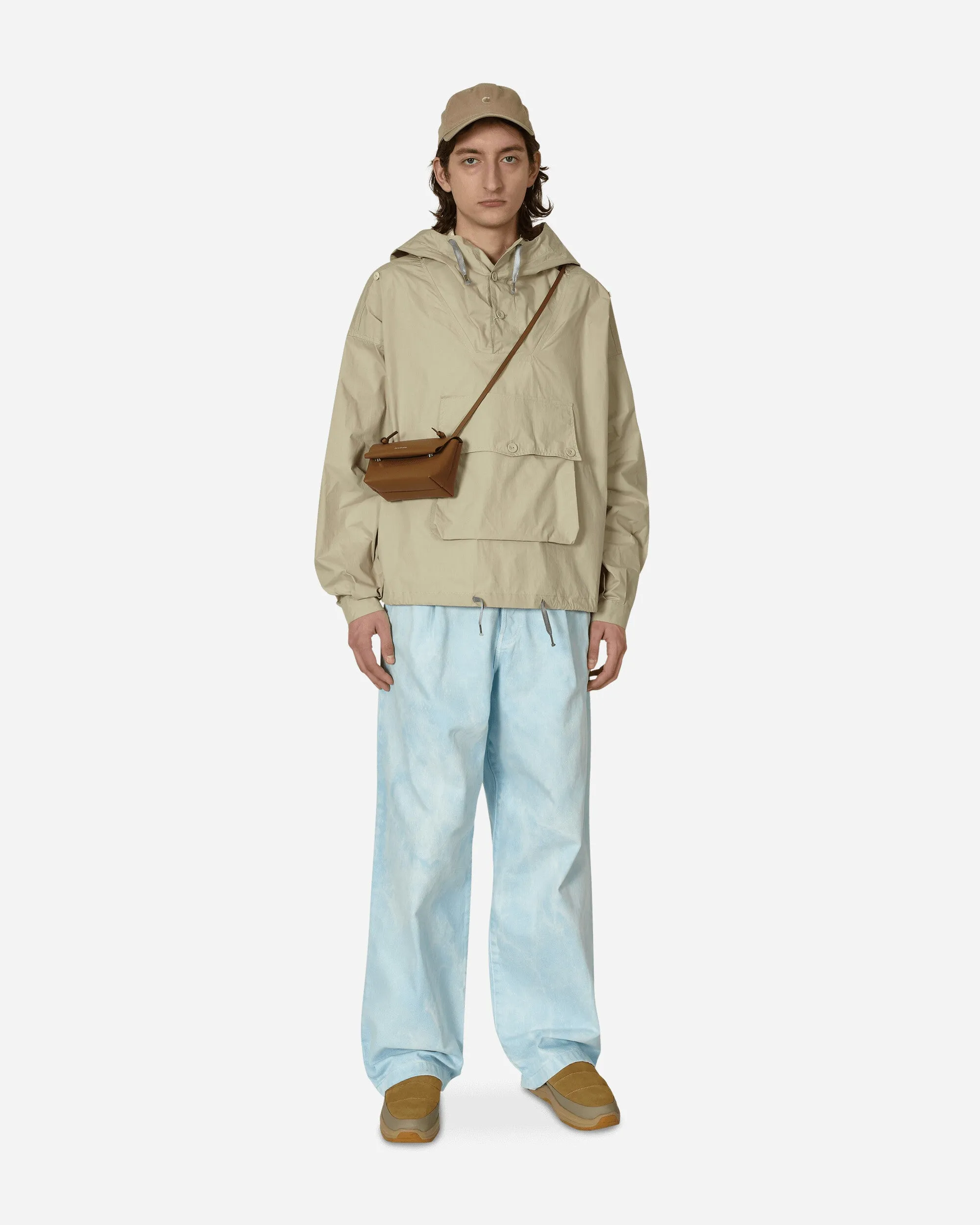 Beschichtete Baumwolljacke mit Kapuze in Beige
