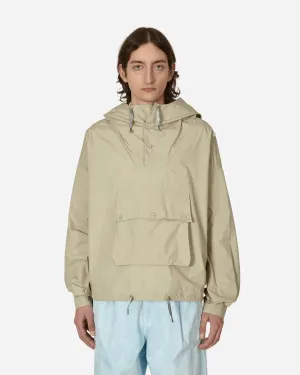 Beschichtete Baumwolljacke mit Kapuze in Beige