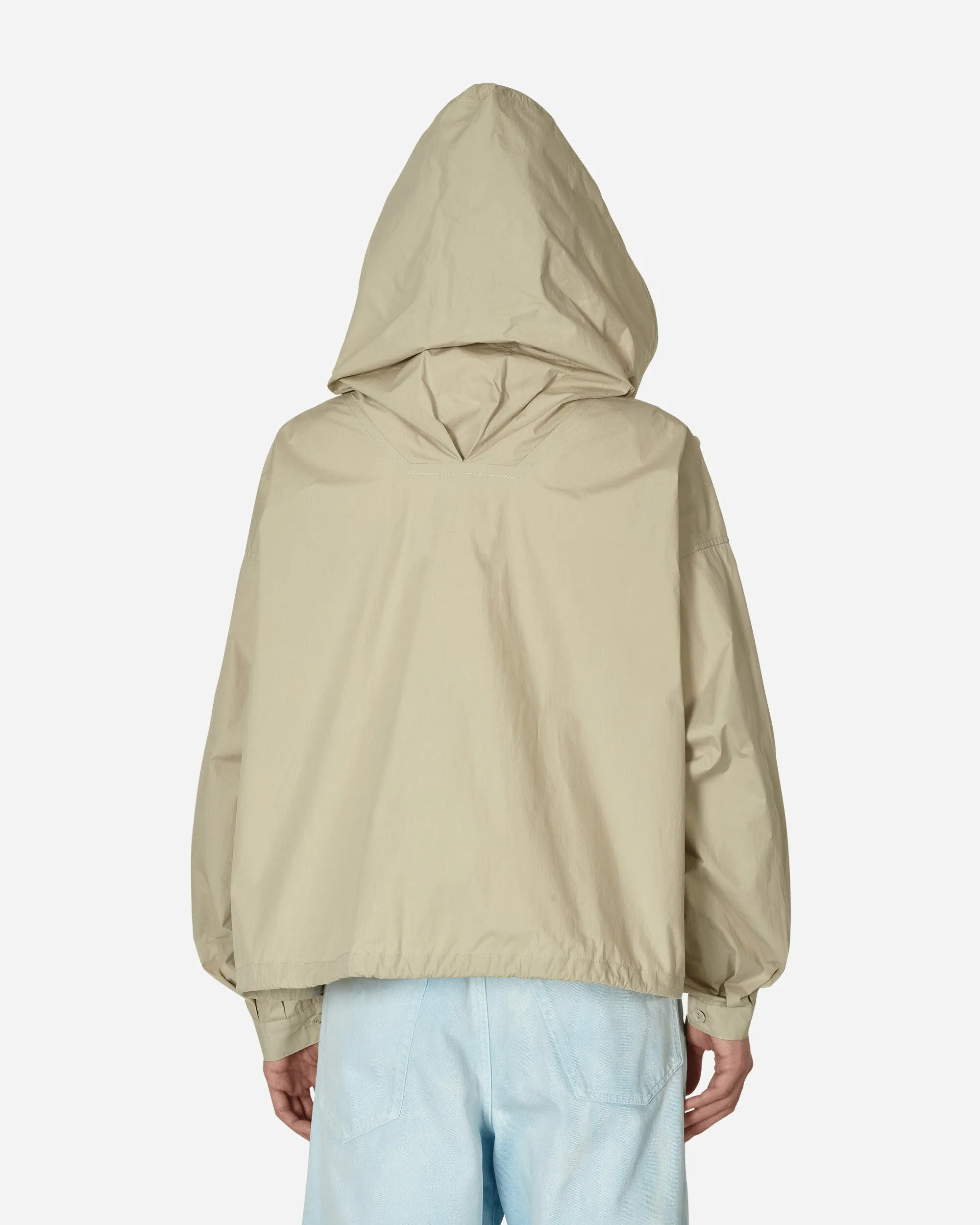 Beschichtete Baumwolljacke mit Kapuze in Beige