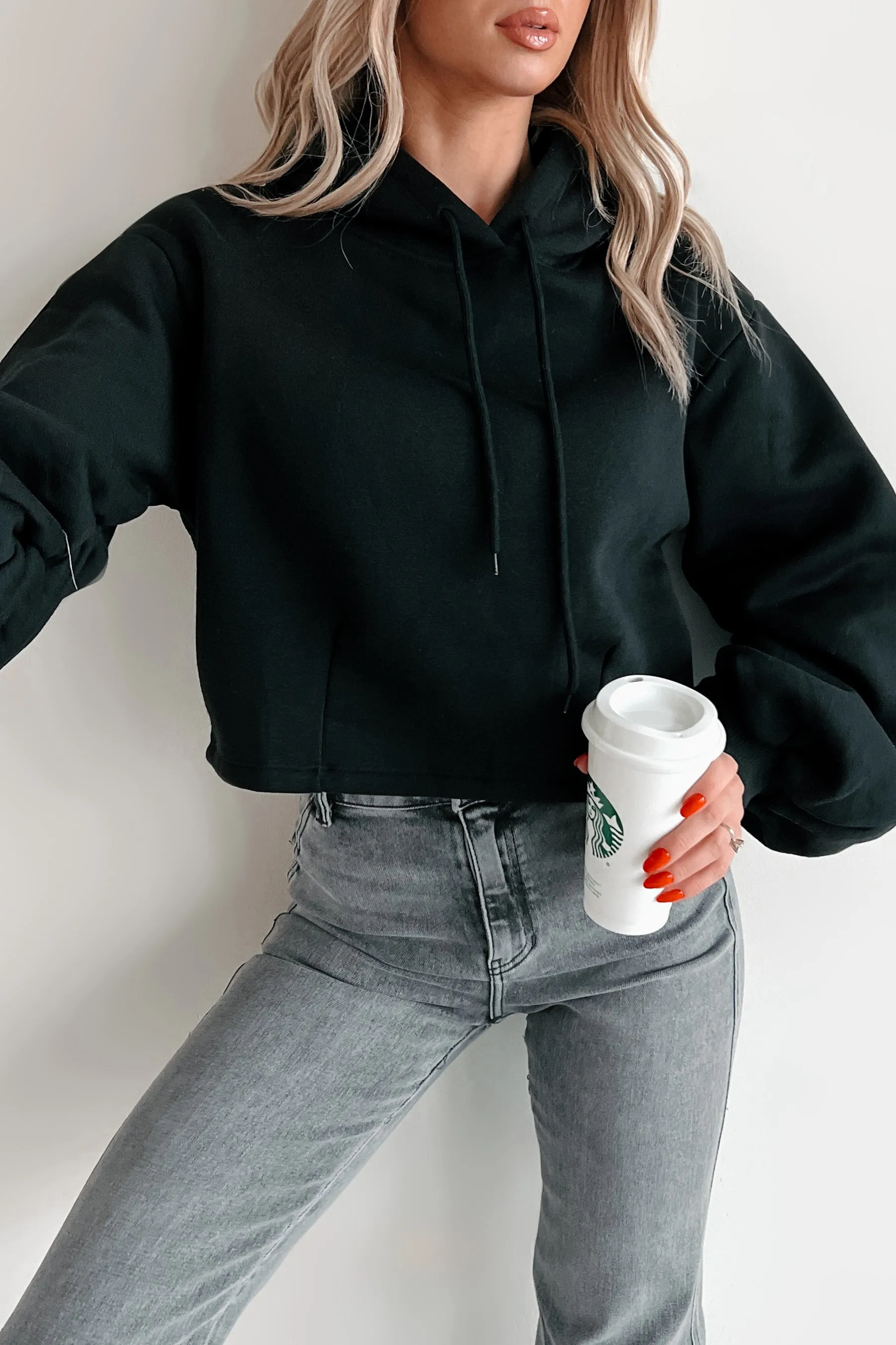 Colfax Rüschenärmel Kapuzenpullover (Schwarz)