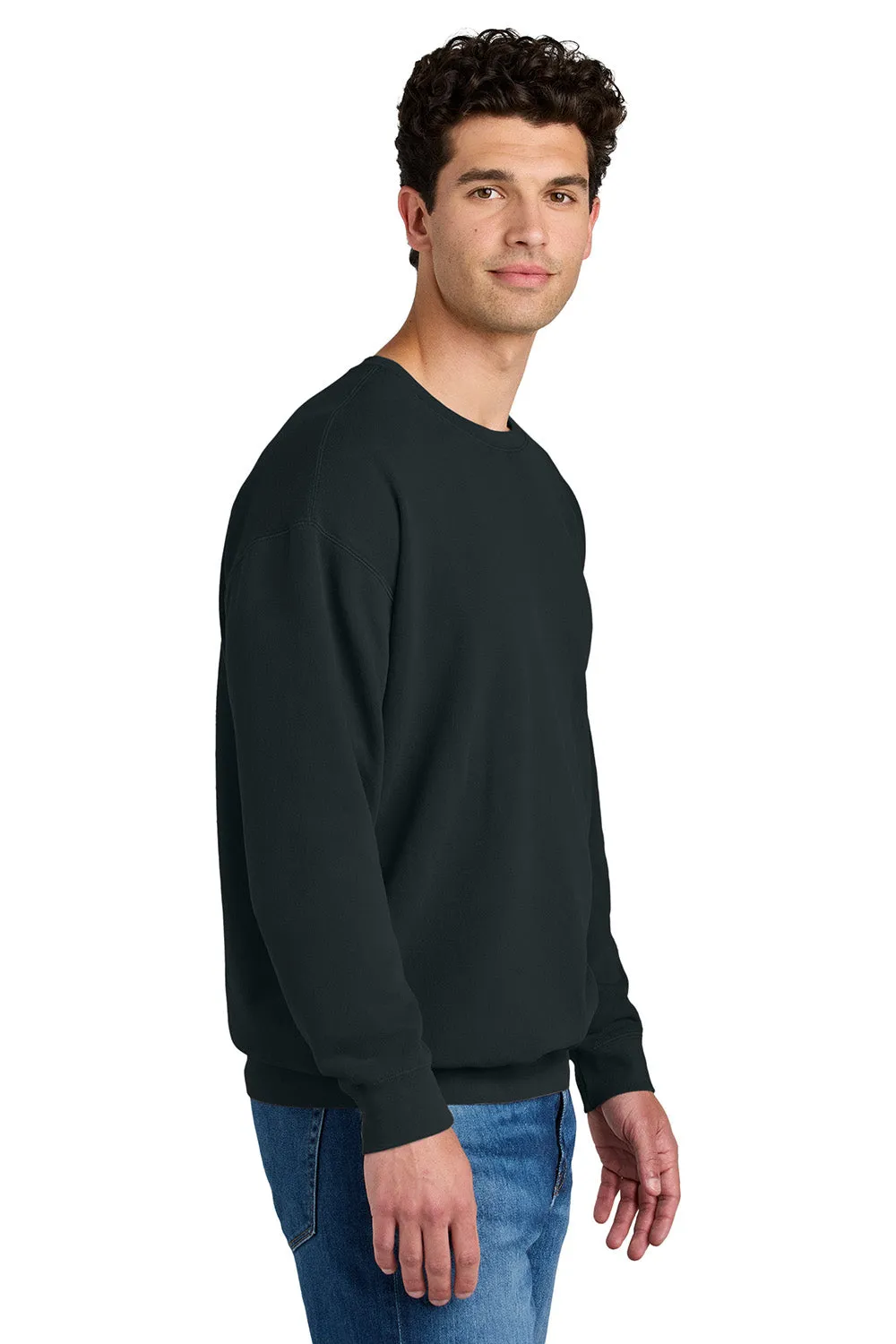 Comfort Colors Herren Fleece Pullover mit Rundhalsausschnitt - gefärbtes Gewebe - Schwarz