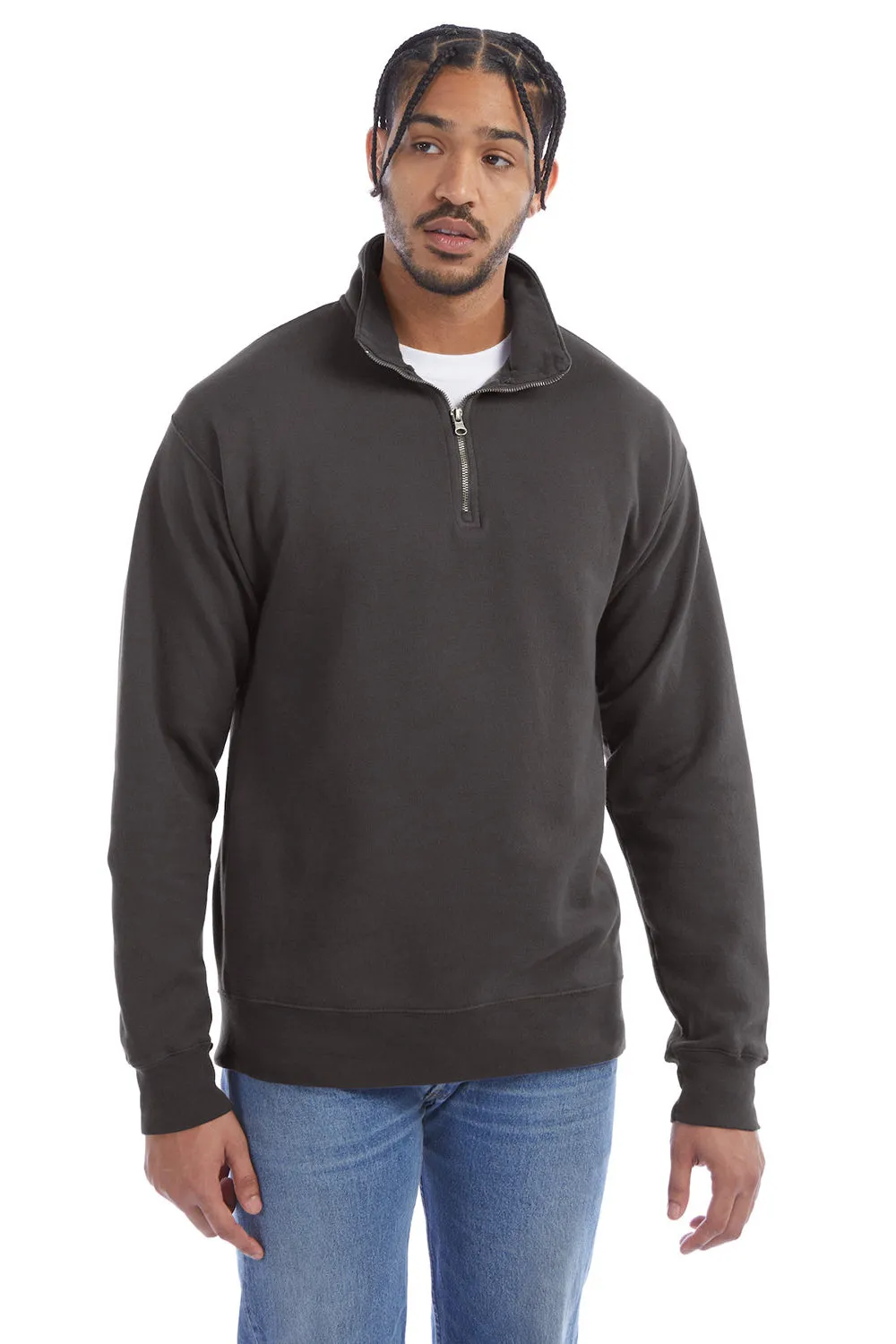 ComfortWash von Hanes Herren 1/4-Zip Sweatshirt - Eisenbahngrau
