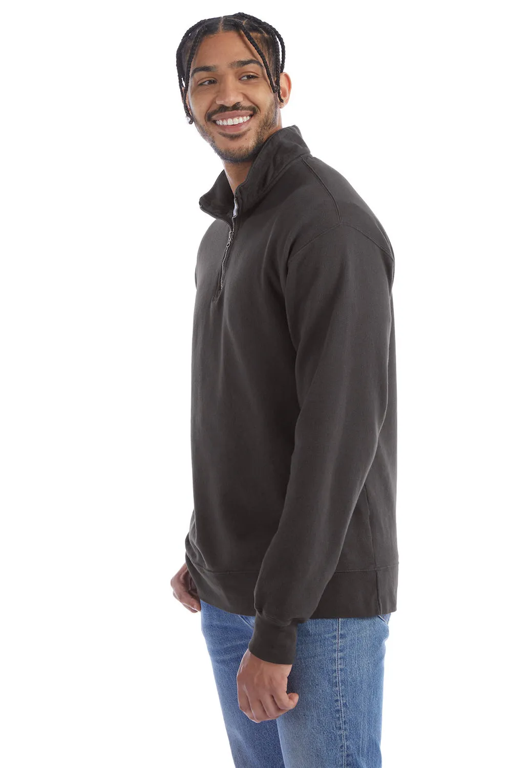 ComfortWash von Hanes Herren 1/4-Zip Sweatshirt - Eisenbahngrau