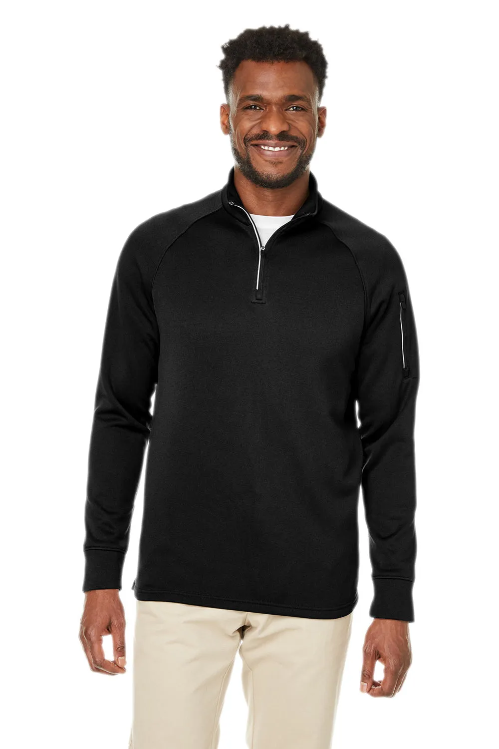Core 365 Herren Fusion ChromaSoft Anti-Static Fleece 1/4-Zip Sweatshirt mit Tasche - Schwarz
