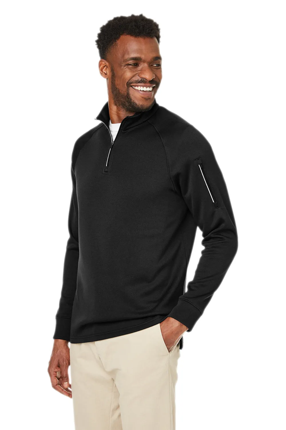 Core 365 Herren Fusion ChromaSoft Anti-Static Fleece 1/4-Zip Sweatshirt mit Tasche - Schwarz