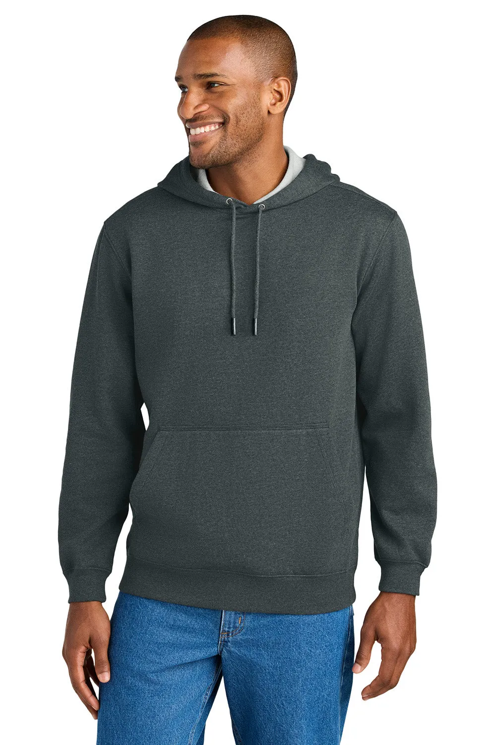CornerStone Herren Robustes Fleece Kapuzenpullover Hoodie mit Kangaroo-Tasche - Heather Charcoal Grau