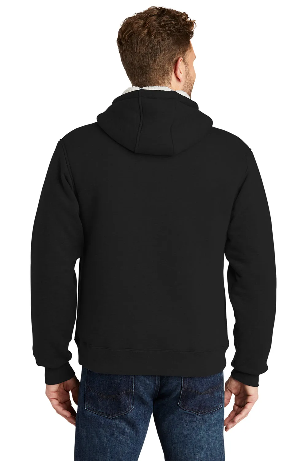CornerStone Herren wasserabweisender Fleece-Fullzip-Hoodie mit Kapuze und Taschen - Schwarz