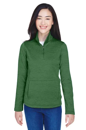 Devon & Jones Damen Newbury Fleece 1/4-Zip Sweatshirt mit Beuteltasche - Heather Forest Grün