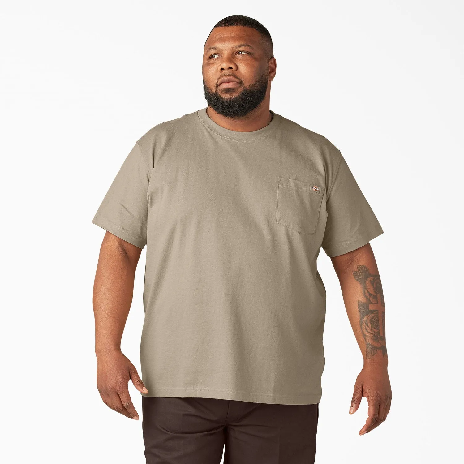 Dickies Herren Schweres Kurzarm-T-Shirt mit Tasche_ Wüstensand Dickies Kleidung