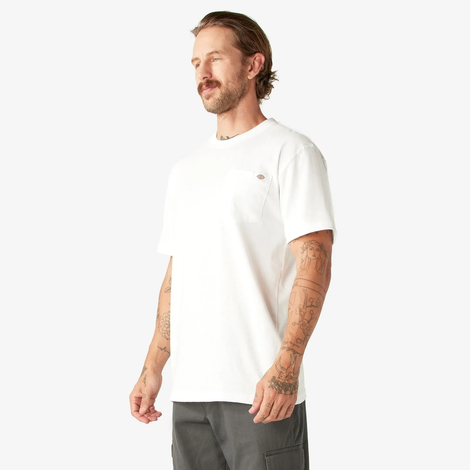 Dickies Herren Schweres Kurzarm T-Shirt mit Tasche_Weiß Dickies Kleidung