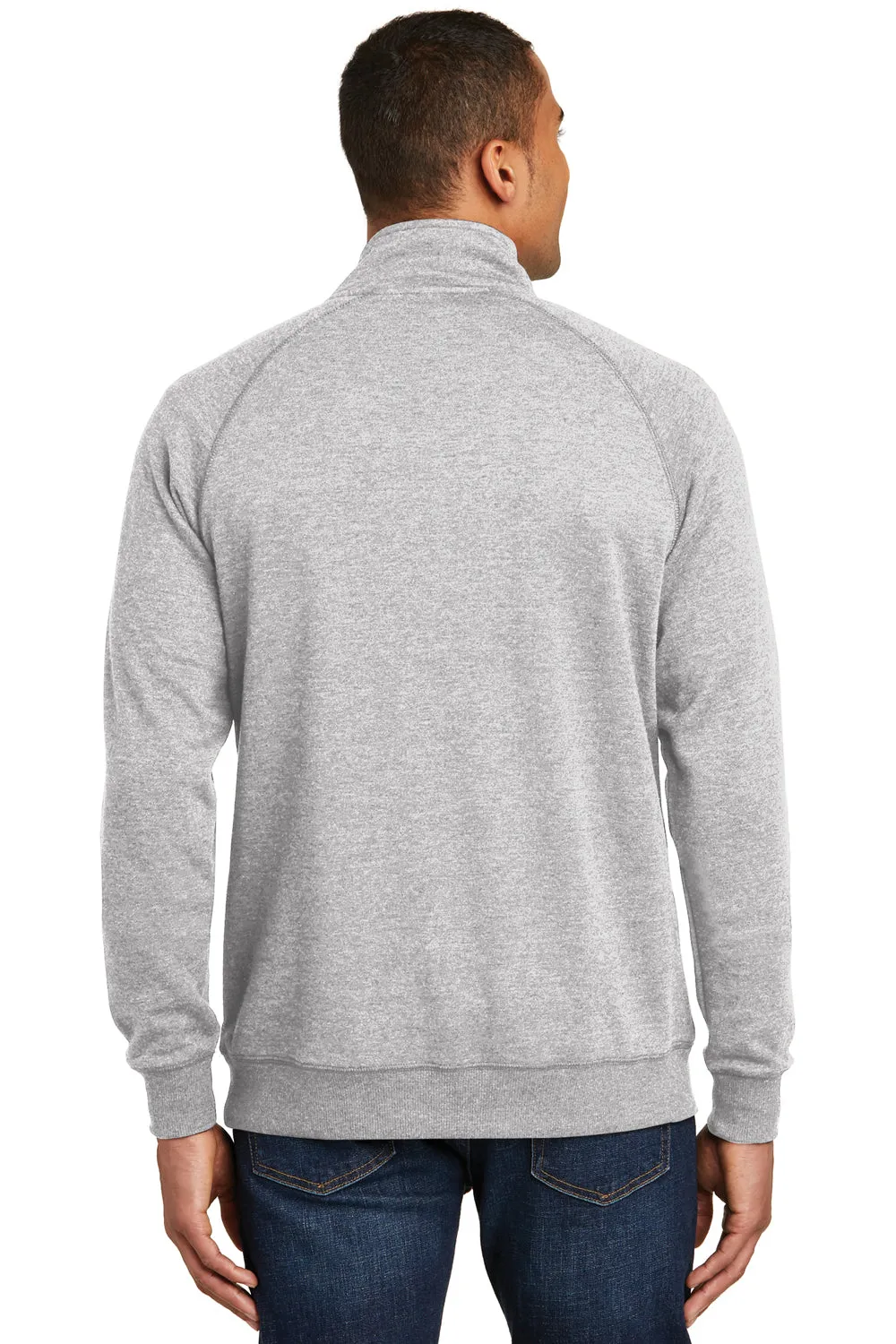 District Herren Fleece 1/4 Zip Sweatshirt mit Beuteltasche - Heather Grau