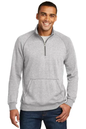 District Herren Fleece 1/4 Zip Sweatshirt mit Beuteltasche - Heather Grau