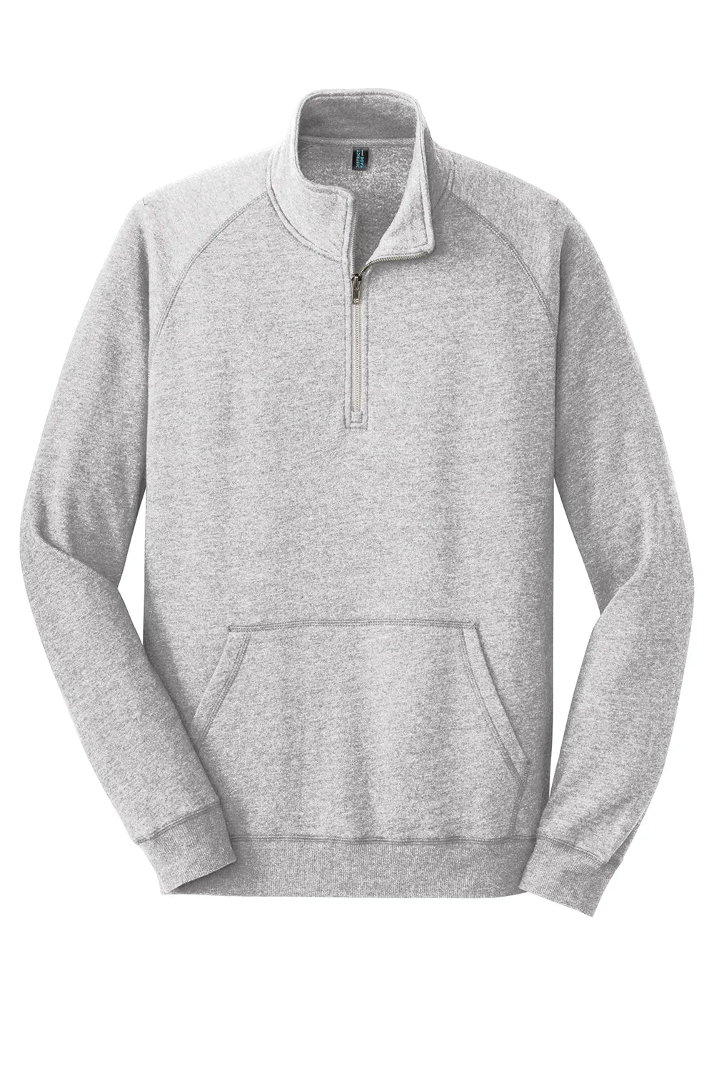 District Herren Fleece 1/4 Zip Sweatshirt mit Beuteltasche - Heather Grau