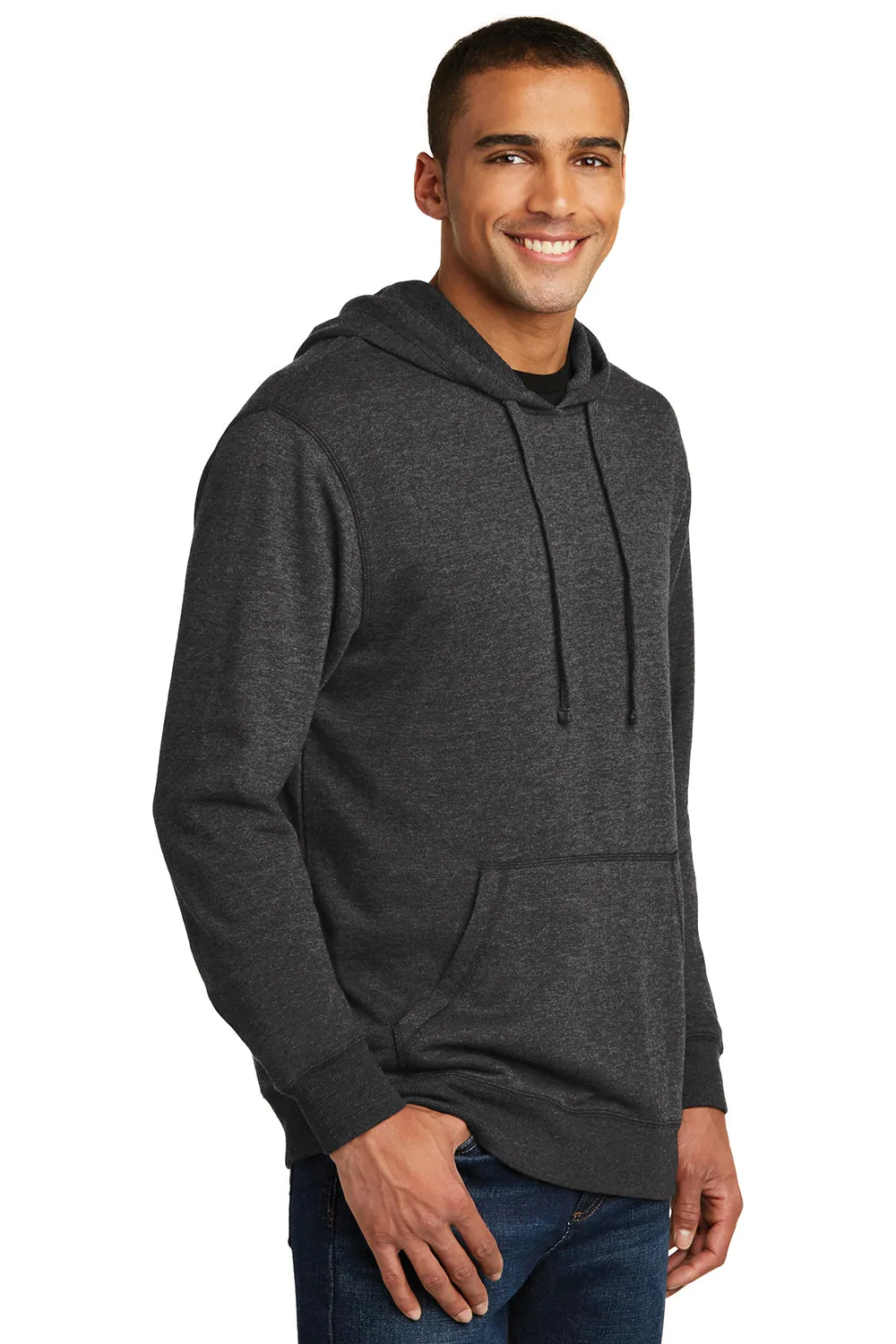 District Herren Fleece Kapuzenpullover mit Kangaroo-Tasche - Heather Schwarz