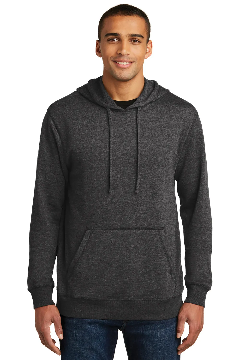 District Herren Fleece Kapuzenpullover mit Kangaroo-Tasche - Heather Schwarz